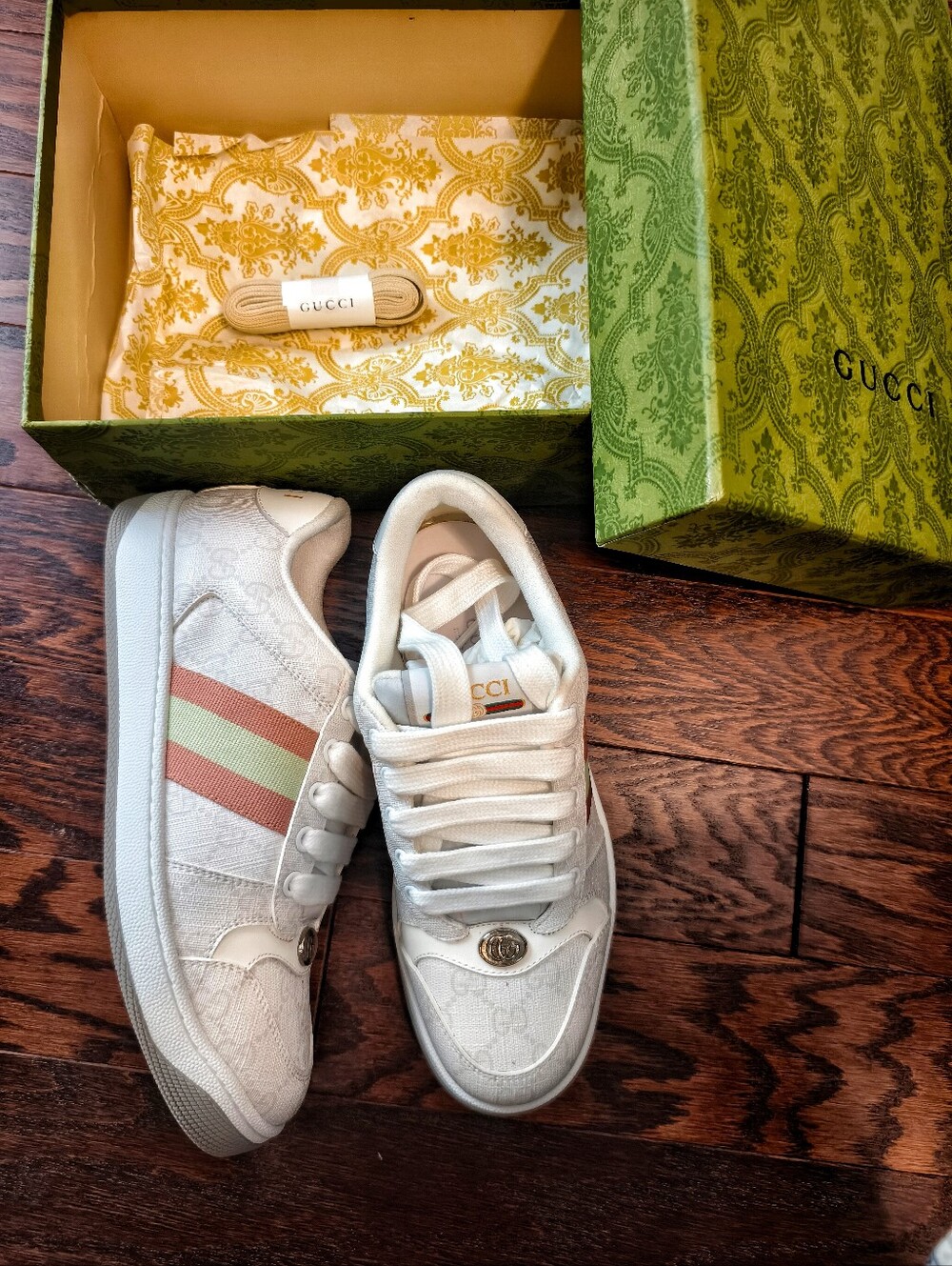 New Gucci WOMEN'S SCREENER SNEAKER, White